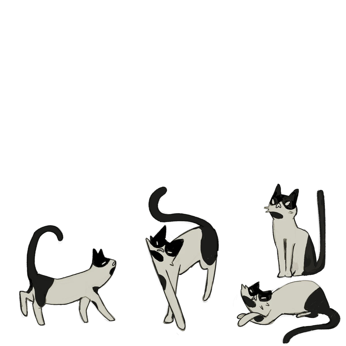 hand-drawn cats sticker